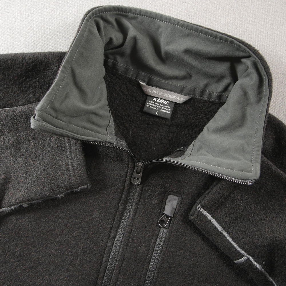 KUHL Revel Fleece 1/4 Zip Pullover Men L Black Outdoor Camping Layering Utility